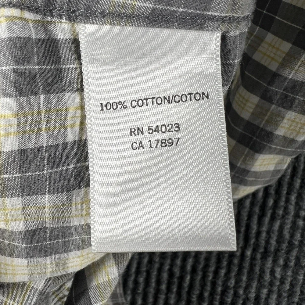 Banana Republic Shirt Mens Size Large Yellow Gray Plaid Long Sleeve Button Up